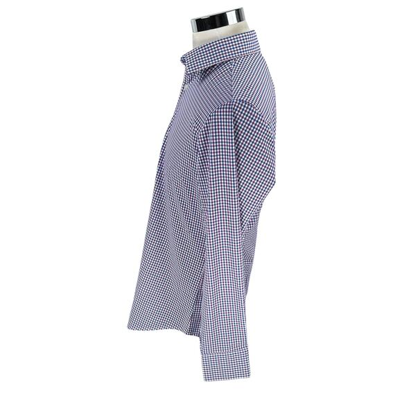 Mizzen + Main Shirt Men’s Medium Blue Purple Check Gingham Long Sleeve Button - Picture 4 of 10